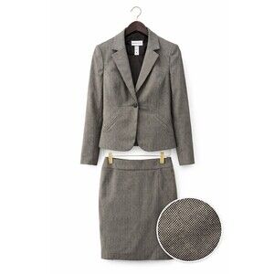 Banana Republic 2Pc Skirt Suit Birdseye Stretch Size 6 Brown Blend MSRP $250